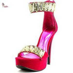 NWT GORGEOUS Chinese Laundry Fuchsia and Rhinestone Open-Toe 5" Heels